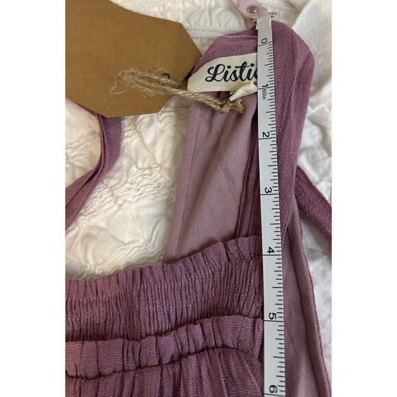 NWT  Listicle Ruffle Mauve Woven Rayon  Halter Neck Pocket Tiered Dress XS - Picture 13 of 13